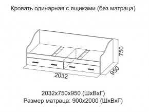 Кровать одинарная с ящиками (Без матраца 0,9*2,0) в Нязепетровске - nyazepetrovsk.magazin-mebel74.ru | фото